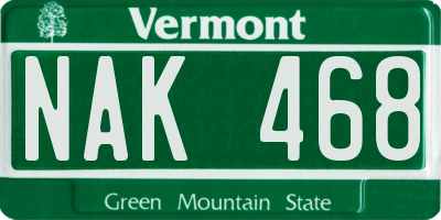 VT license plate NAK468