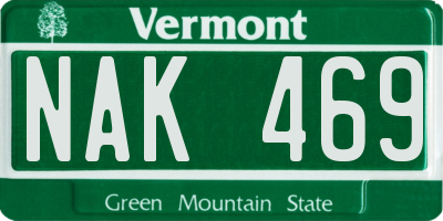 VT license plate NAK469