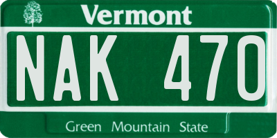VT license plate NAK470