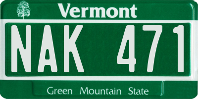 VT license plate NAK471