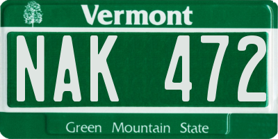 VT license plate NAK472