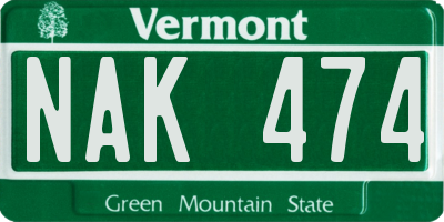 VT license plate NAK474