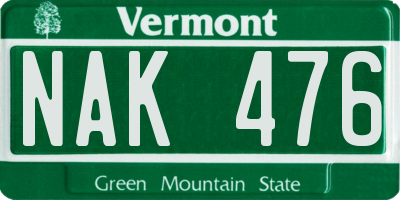 VT license plate NAK476