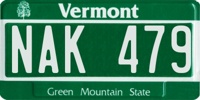 VT license plate NAK479