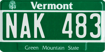 VT license plate NAK483