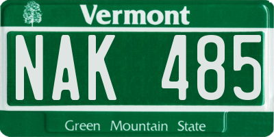 VT license plate NAK485