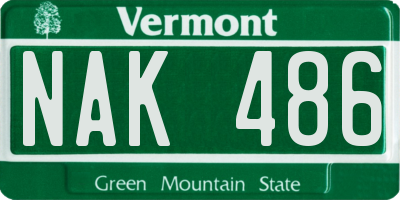 VT license plate NAK486