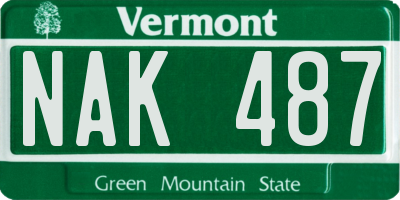 VT license plate NAK487