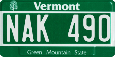VT license plate NAK490