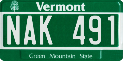 VT license plate NAK491