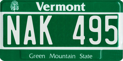 VT license plate NAK495