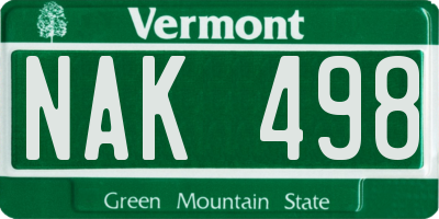VT license plate NAK498