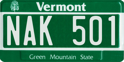 VT license plate NAK501