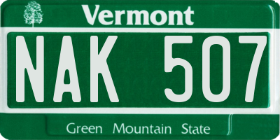 VT license plate NAK507