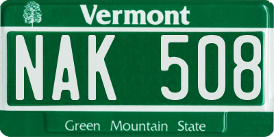 VT license plate NAK508