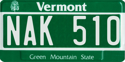VT license plate NAK510