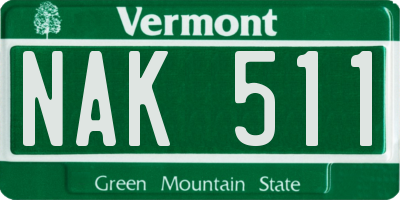 VT license plate NAK511