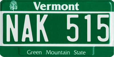 VT license plate NAK515