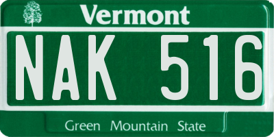 VT license plate NAK516