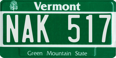 VT license plate NAK517