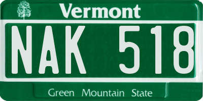 VT license plate NAK518