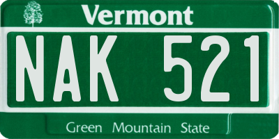 VT license plate NAK521
