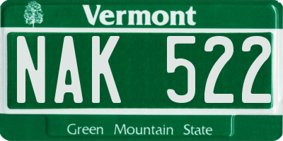 VT license plate NAK522