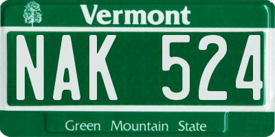 VT license plate NAK524