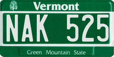 VT license plate NAK525