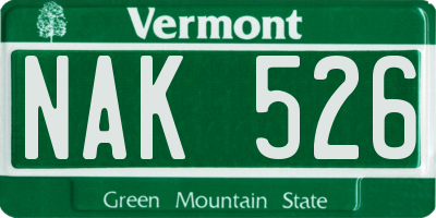 VT license plate NAK526