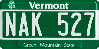 VT license plate NAK527