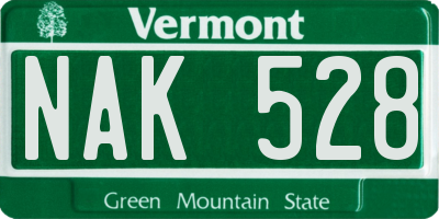 VT license plate NAK528