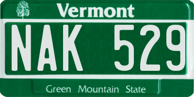VT license plate NAK529