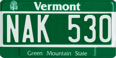 VT license plate NAK530