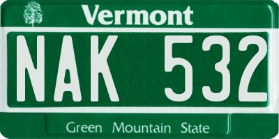 VT license plate NAK532