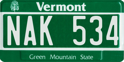 VT license plate NAK534