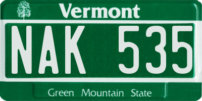 VT license plate NAK535