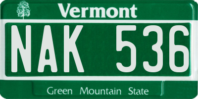 VT license plate NAK536