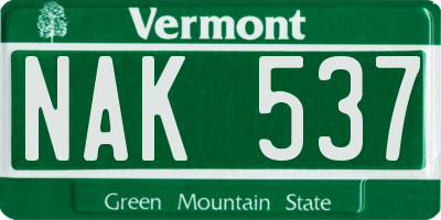 VT license plate NAK537