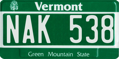 VT license plate NAK538