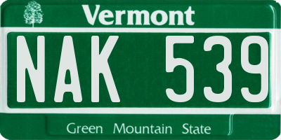 VT license plate NAK539
