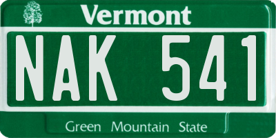 VT license plate NAK541