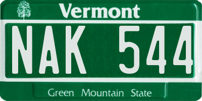 VT license plate NAK544