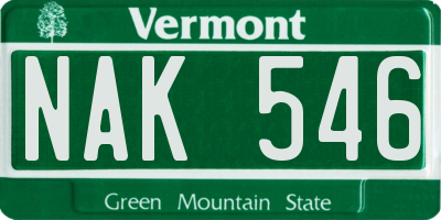 VT license plate NAK546