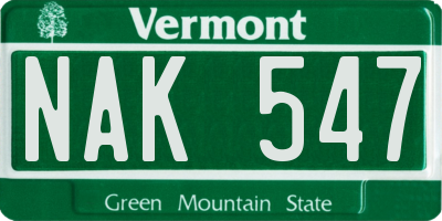 VT license plate NAK547