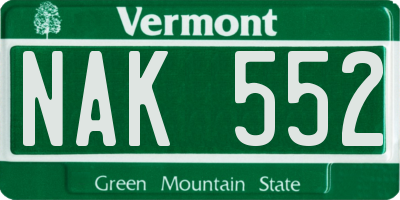 VT license plate NAK552