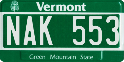 VT license plate NAK553
