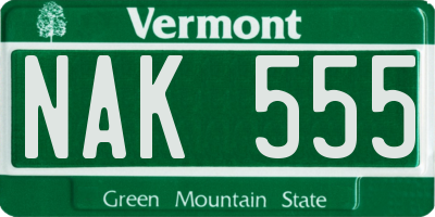 VT license plate NAK555