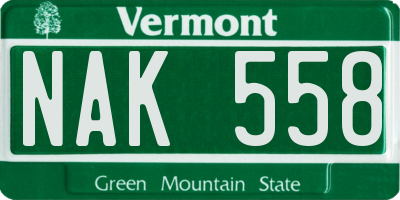 VT license plate NAK558