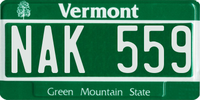 VT license plate NAK559